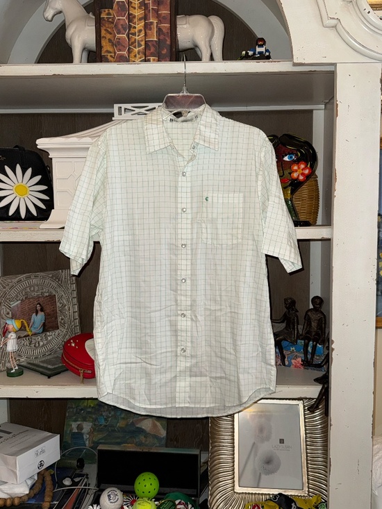 Criquet Other - Criquet White Green Check Pearl Snap Short Sleeve Top SZ L NWT Large